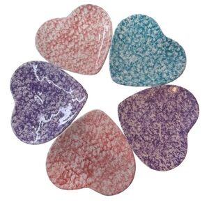 Lillian Vernon Vintage Colorful Heart-Shaped Ceramic Plates - Set of 5
